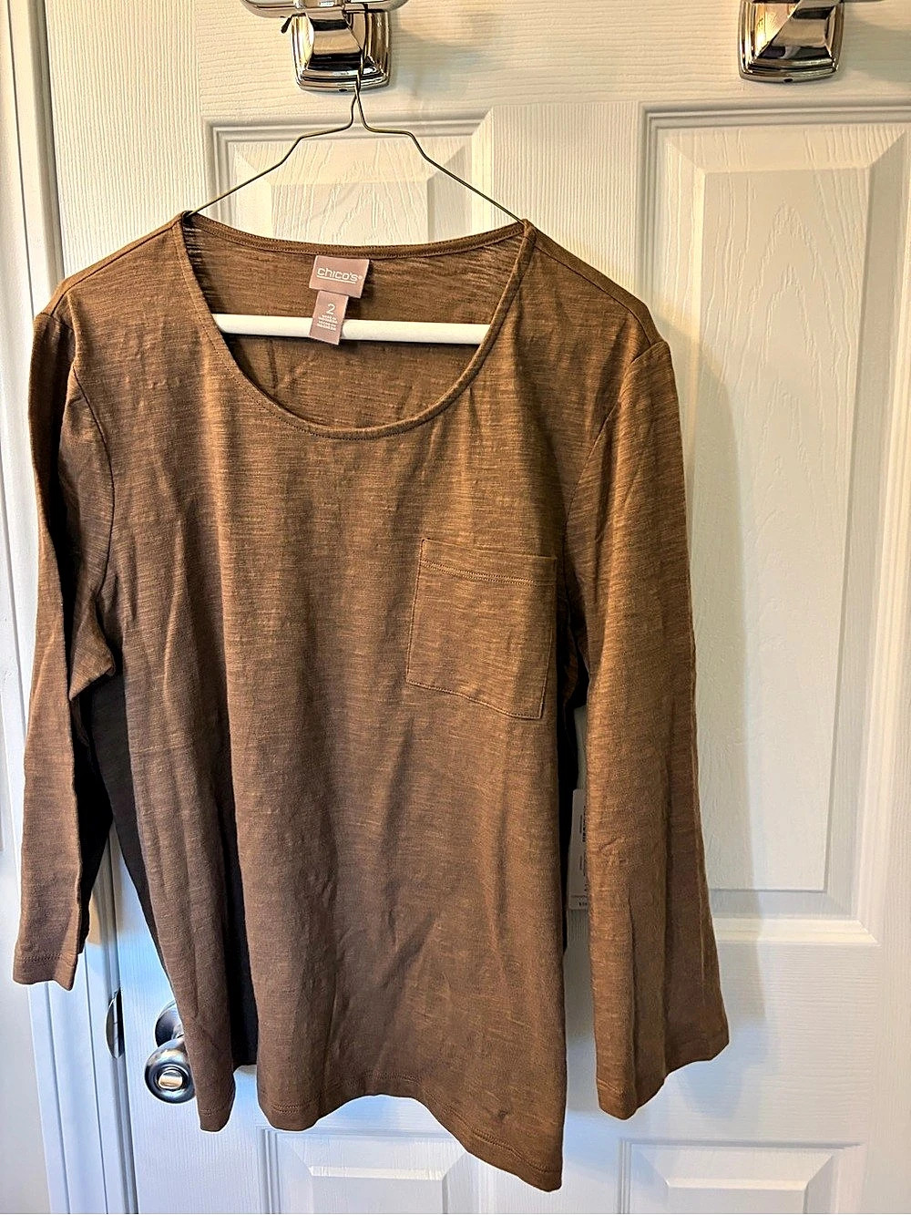 Chicos Women's Long Sleeve Top Brown Size 2 NWT